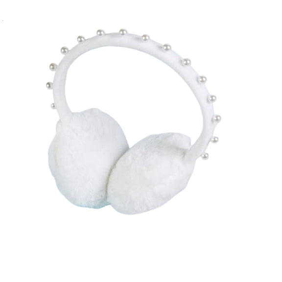 Giaone Pearls Studded Plush Ear Warmers Ear Muffs for Women Girl Winter Activity