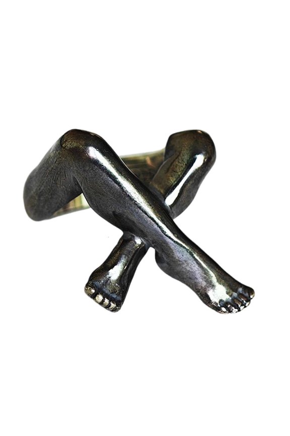 Practical Leg Shape Geometric Adjustable Opening Rings Alloy Texture Suitable for Artistic Expression