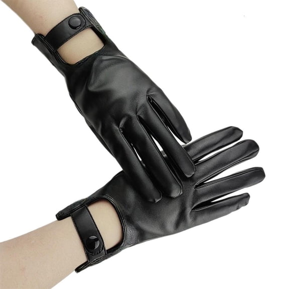 Giaone Punk Style Full Finger Gloves Windproof PU Nightclub Fashion Accessory