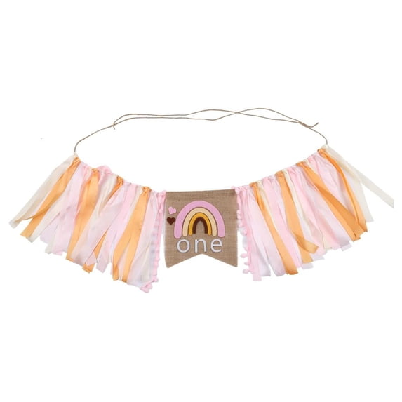 Giaone Rainbow Theme 1st Birthday High Chair for Banner Boho Kids Birthday Party Highchair for Banner Decoration Princess Photo Shooting Props for Baby Birthday Sign