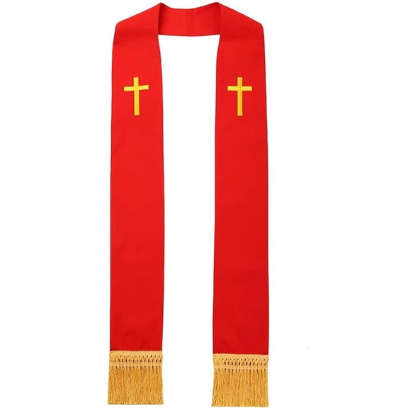 Giaone Religious Sash Stole Embroidery Crossed Fringe Shawl For Ceremonial Occasion