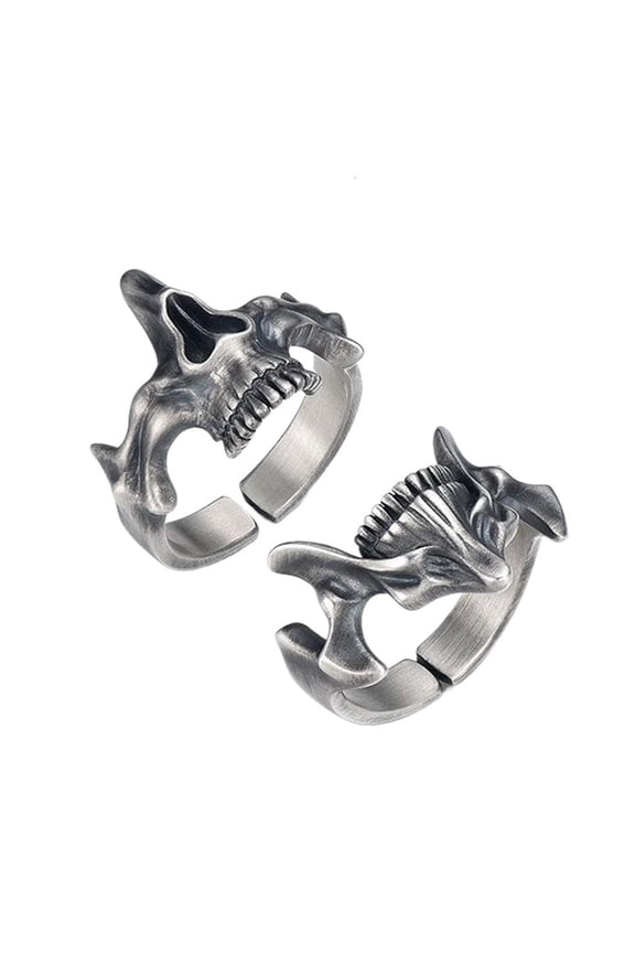 Retro Goth Men's Rings in Silver Black Punk Inspired Finger Decoration