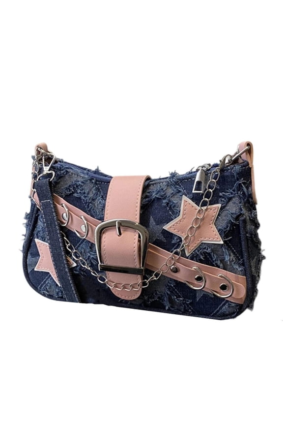 Retro Shoulder Bag Star Pattern Punk Style Underarm Bags Handbag for Women