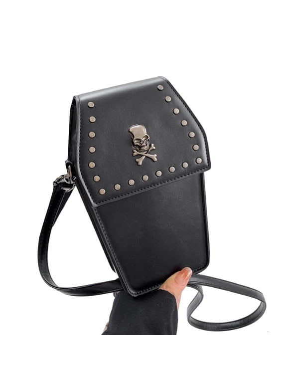 Rivet Handbag for Girl Women Fashion Purse Gothic Coffin Shaped Bag