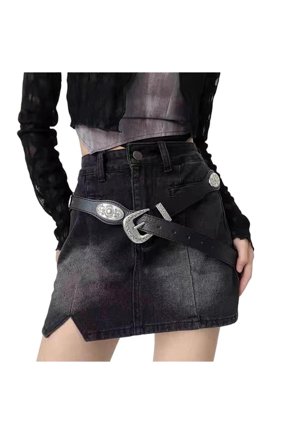 Rocker Adjustable PU Engraved Charm Strap For Women Daily Wear Jeans