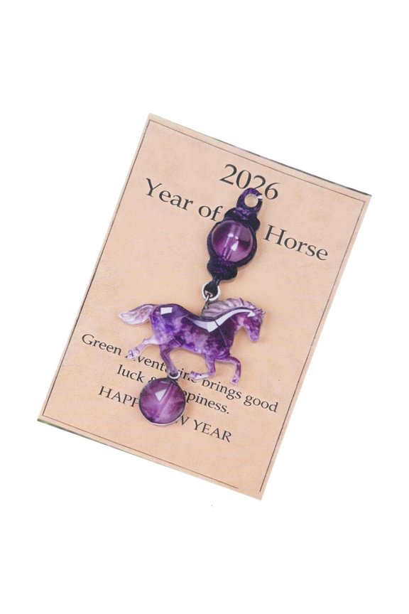 Running Horse Keychain Amethysts Horse Keychain,Lucky Crystal Horses Keychains Purse Pendant Bag Charm Car Ornament