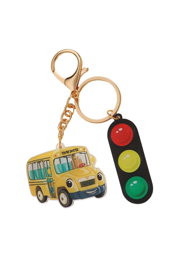 School Bus Keychain Bag Charm Bag Pendant Charm Car Keyring Backpack Decors