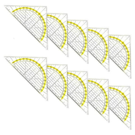 Giaone Set Square Built-in 180 Degrees Protractor Math Drafting Ruler for Drafting