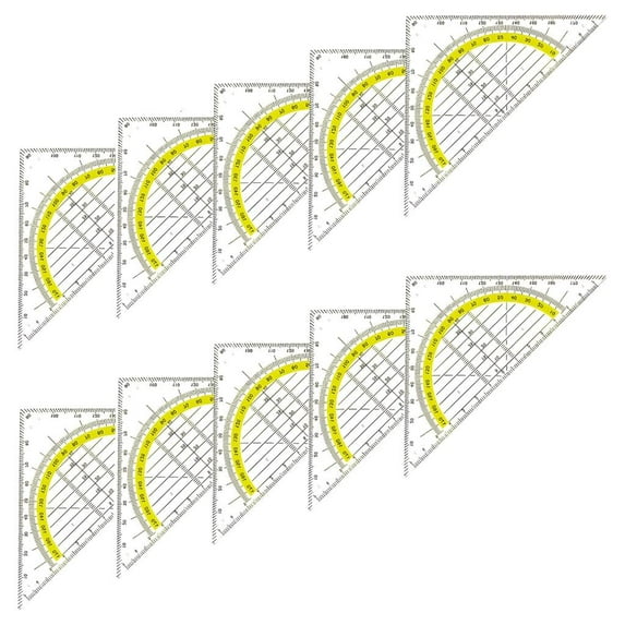 Giaone Set Square Built-in 180 Degrees Protractor Math Drafting Ruler for Drafting