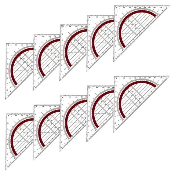 Giaone Set Square Built-in 180 Degrees Protractor Math Drafting Ruler for Drafting