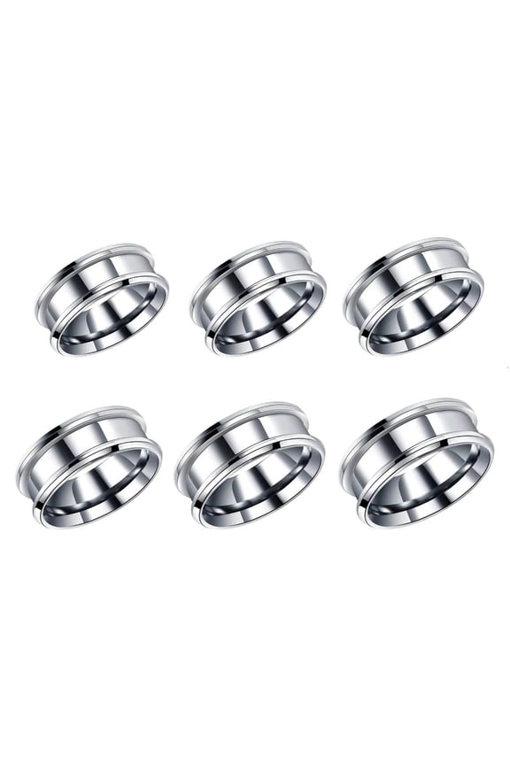 Set of 6 Grooved Finger Rings Fashionable Empty Rings DIY Rings Material