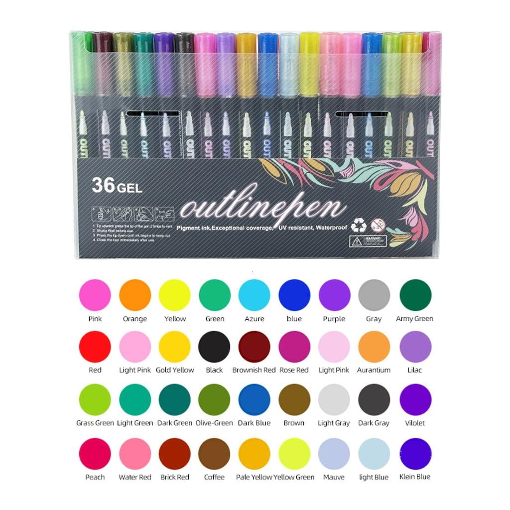 Giaone Shimmering Outline Markers Metallic Highlighter Pen for Card Making Journaling