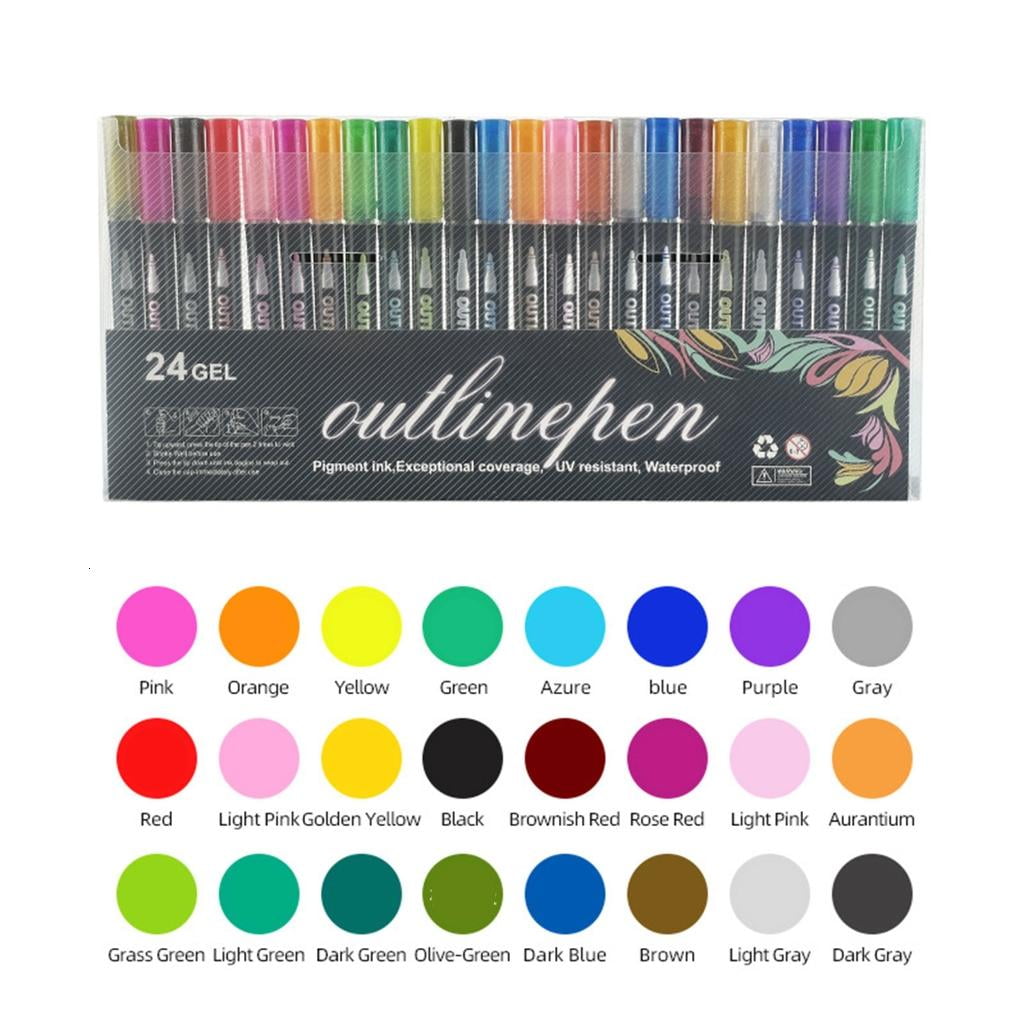 Giaone Shimmering Outline Markers Metallic Highlighter Pen for Card Making Journaling