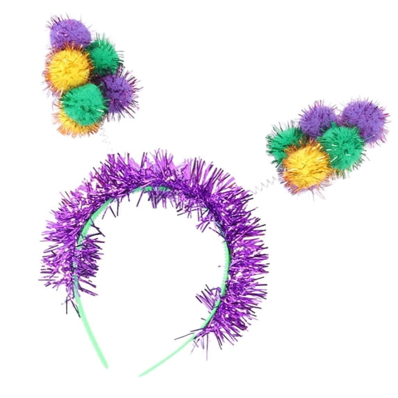 Giaone Sparkling Pompoms Headband Mardi Gras Festival Headpiece Costume Accessories