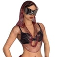 thumbnail image 1 of Giaone Sparkling Rhinestones Hoodie HipHop Dancing Event Hooded Hat Fishnet Tank Tops, 1 of 15