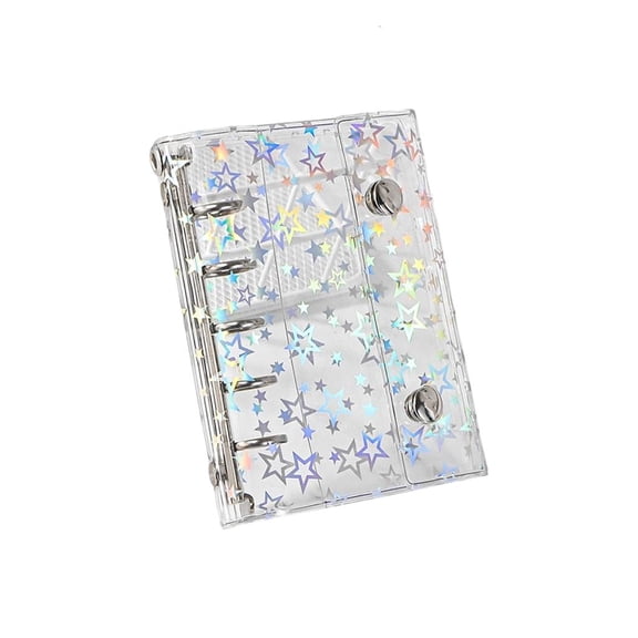 Giaone Sparkling Star Patterned Transparent Ring Binder Two Fastener System For School Office Use