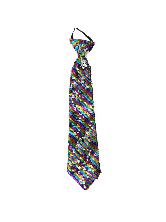 Sparkly Reversible Sequins Tie Zippered Festivals Pre-Tied Necktie