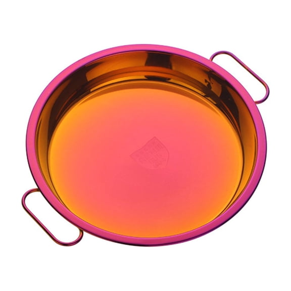 Giaone Stainless Steel Pan with Handle Restaurant Tray Cake Dish Kitchen Serving Tray for Home Making Steamed Rice Tray Cold Noodle Plate
