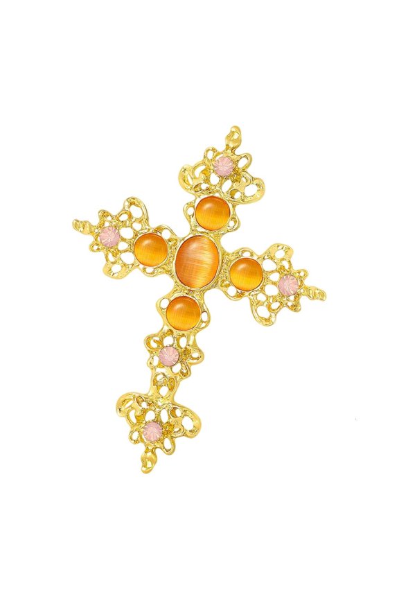Statement Crossed Pin Sparkling Rhinestones Handmade Brooch Jewelry for Women Men Handmade Wedding Accessory