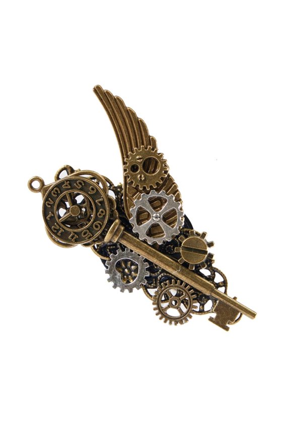 Steampunk Gear Key&Wing Brooches Hairpin Theme Headwear Brooch