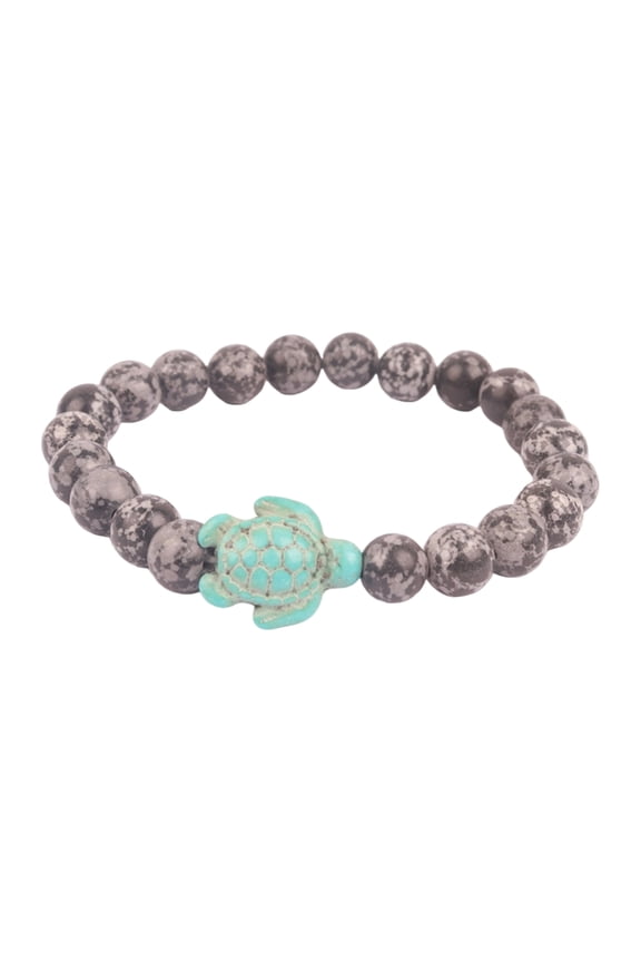 Stylish Turtles Beaded Bracelet with Turquoise and Elegant Stone Accent