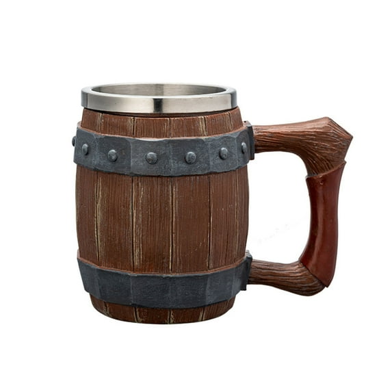 Giaone Thermal Insulated Nonrust Steel Resin Composite Beer Stein Bucolic Decors