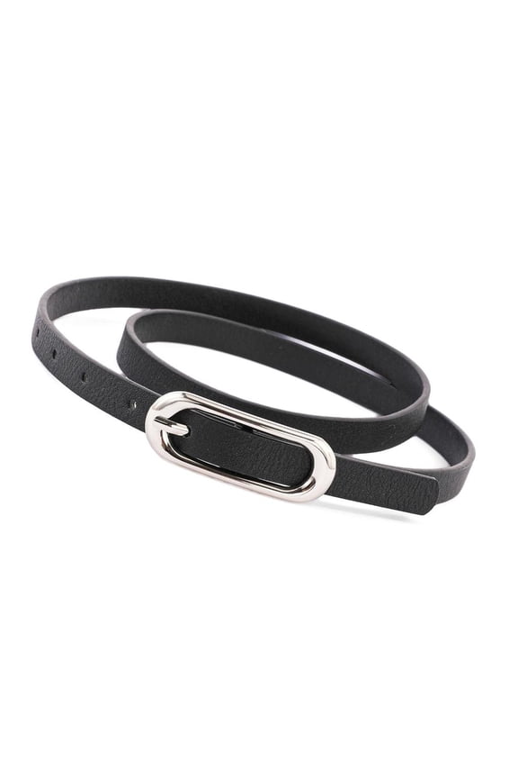 Thin Black Women's Belt Elegant PU Design Easy Length Customization