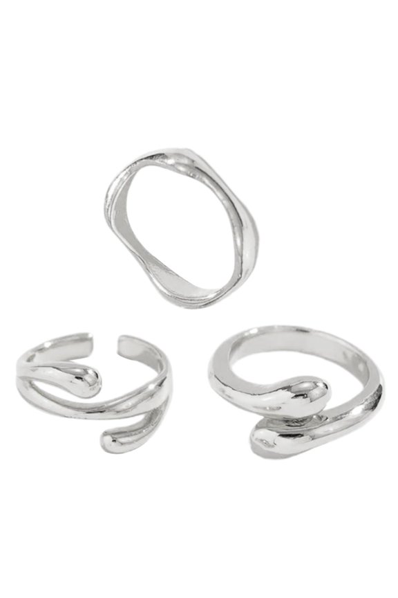 Pack of 3 Bendable Rings Jewelry Adornment Liquid Lava Shaped Rings for Parties