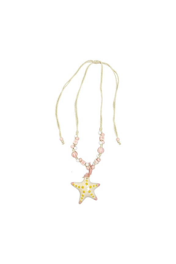 Unique Ceramic Sea Star Pendant Necklace With Braided Strands For Beach Trips And Festivals