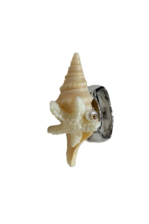 Unique Conch And Starfishes Rings Adjustable Size Jewelry Finger Accessory For Beach Lovers