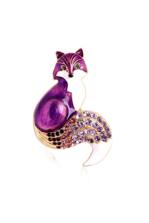 Enamel Foxes Brooch Rhinestones Pin Jewelry for Jackets and Backpacks