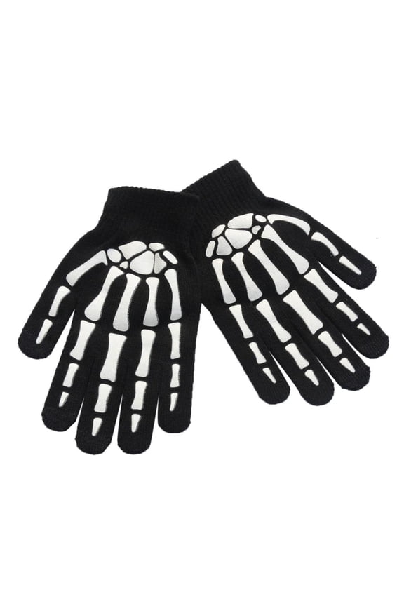 Unisex Skeleton Gloves for Women Men Bone Stretch Knit Mittens