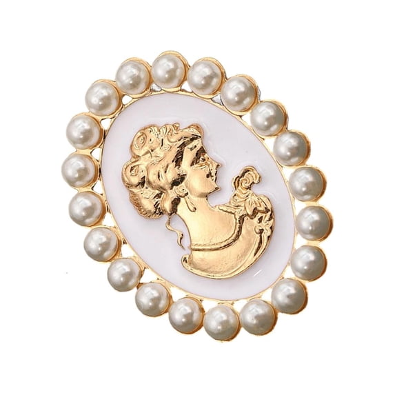 Giaone Victorian Style Cameo Pin Rhinestones Pearls Detailing Women Fashion Jewelry