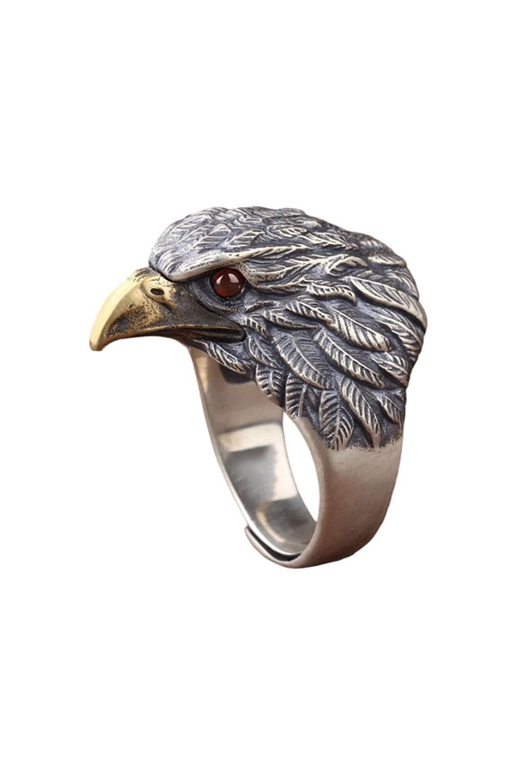 Vintage Bird Rings Adjustable Size Copper Finger Band Jewelry Accessory for Men
