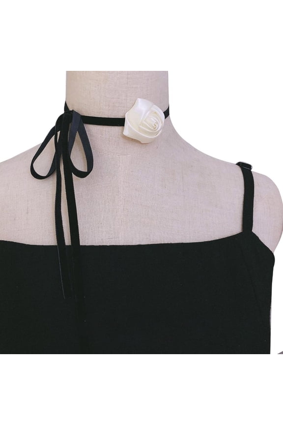 Vintage French Fashionable Flower Choker Slim Long Chain Neck Strap Collar