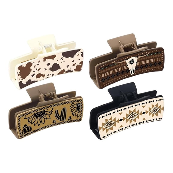Giaone Vintage Western Hair Clip Set Stylish Print Claw Clip Hairclip