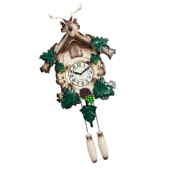 Giaone Wall Cuckoo Clock with Deer Head Shape and Hourly Chimes Quick Installation