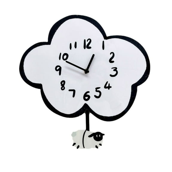 Giaone Whimsically Cloud Sheep Battery Operated Wall Clock with Pendulum Home Decors