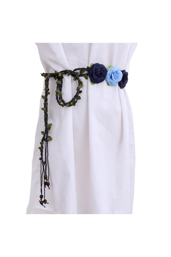 Women Flower Waist Belt Wide Bohemian Belts Designer Adjustable Belt for Skirt