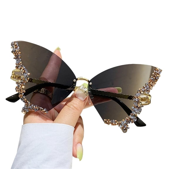 Giaone Women Rimless Sunglasses Butterfly Eyeglasses Butterfly Sunglasses