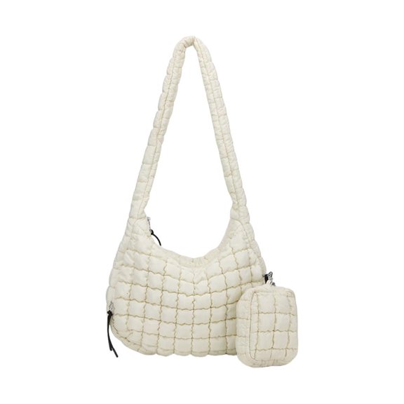 Giaone Women's Puffer Shoulder Bag Quilted Padded Large Capacity Lightweight Crossbody Handbag with Small Zippers Makeup Purse