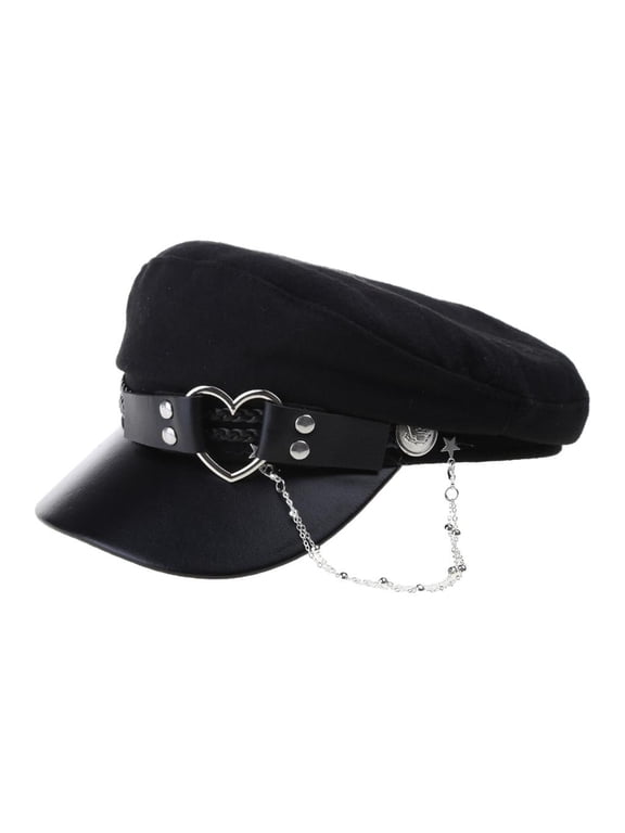 Y2K Women Hat Girls Gothic Hat Lolita-Style Cool Sunproof Cap Felt Beret Hat