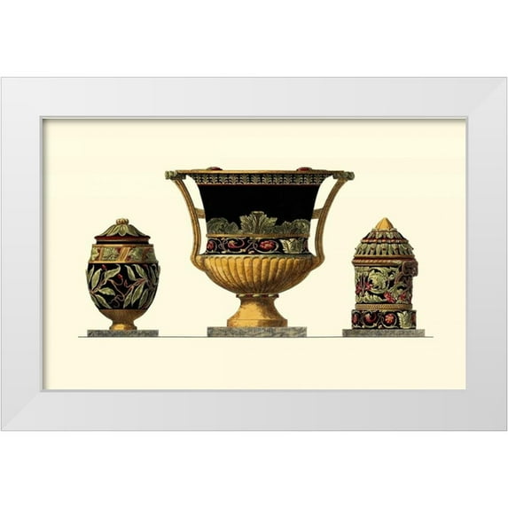 Giardini 14x10 White Modern Wood Framed Museum Art Print Titled - Urn Triad III