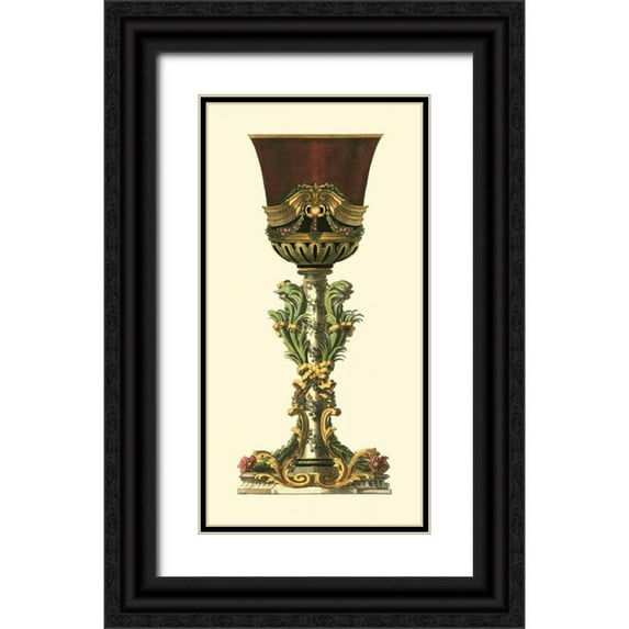 Giardino, Giovanni 11x18 Black Ornate Wood Framed with Double Matting Museum Art Print Titled - Elongated Goblet I