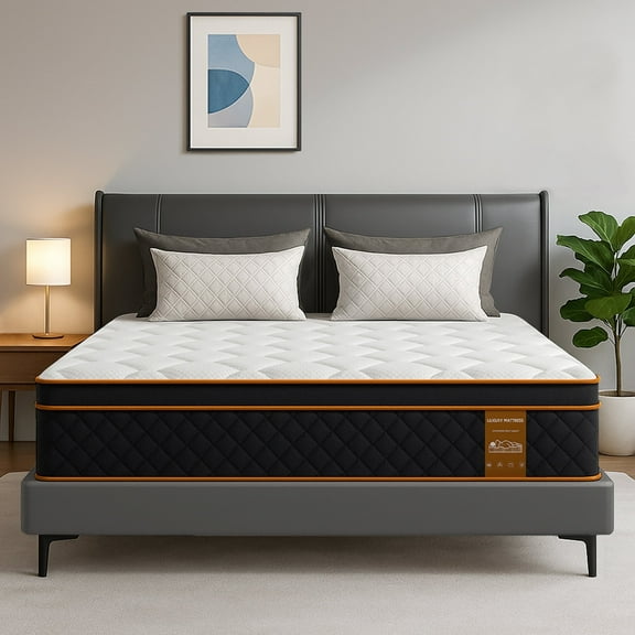 QUXPEA 10 inch Queen Mattress in a Box, Gel Memory Foam and Pocket Spring, Hybrid Medium Comfort, Pressure Relief & Motion Isolation