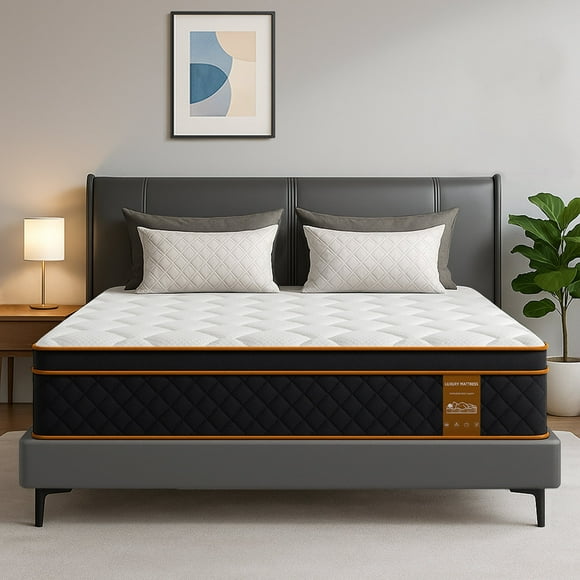 Gibaha Queen Mattress, 12 inch Hybrid, Gel Memory Foam and Pocket Spring, Pressure Relief, Medium Firm, Bed in a Box
