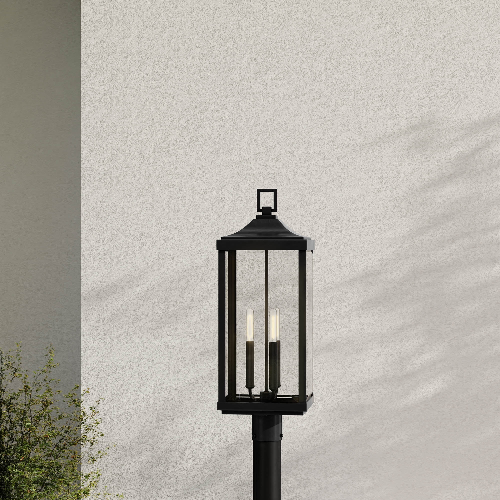 Gibbes Street Black 3-Light Post Lantern with Clear Glass