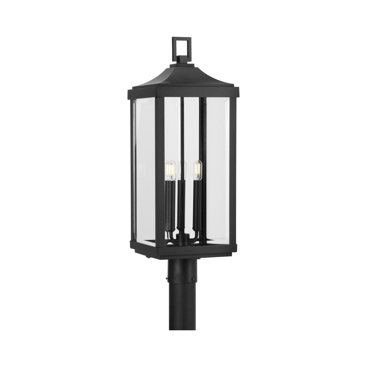 Gibbes Street Black 3-Light Post Lantern with Clear Glass