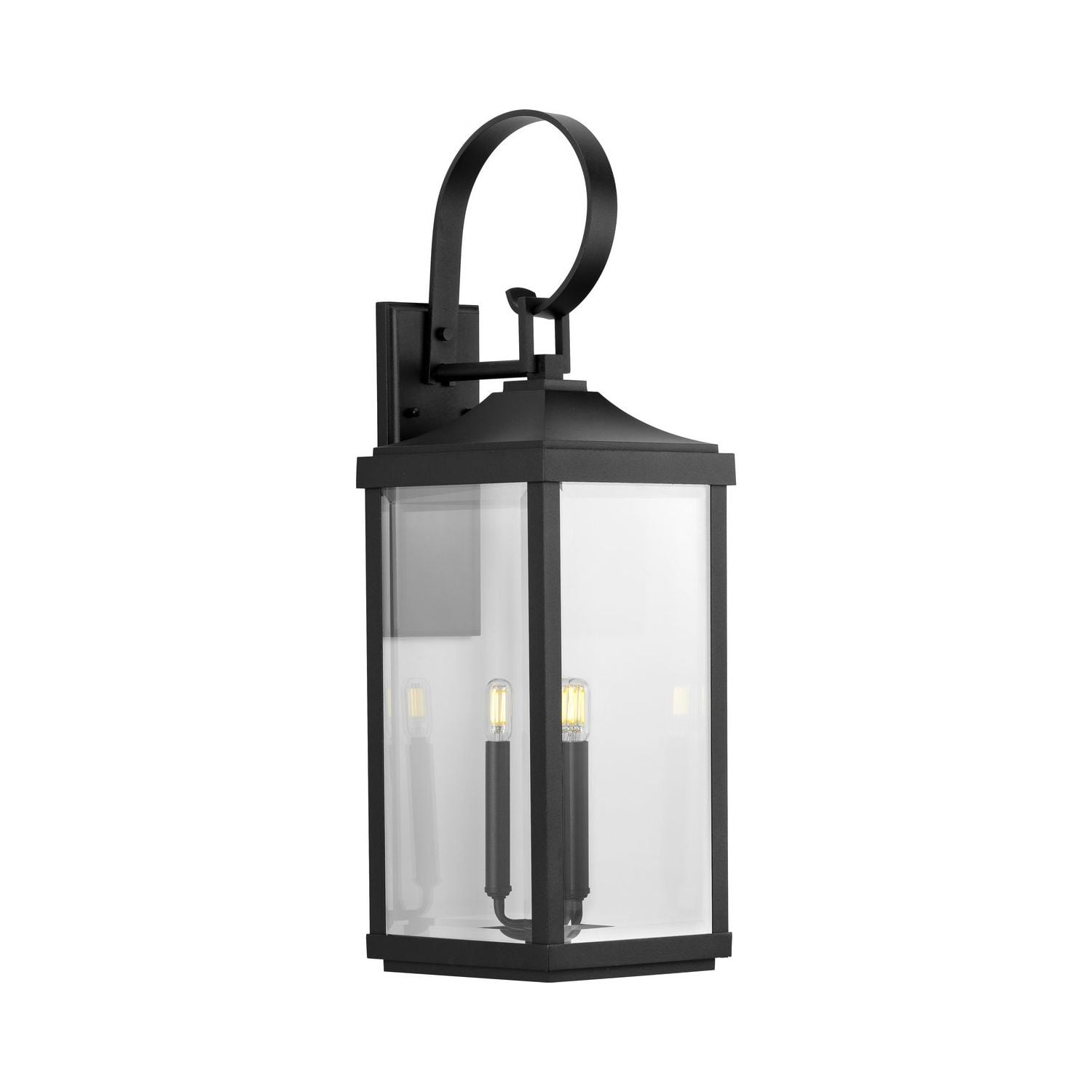 Rustic Charm Black and Bronze Outdoor Wall Lantern