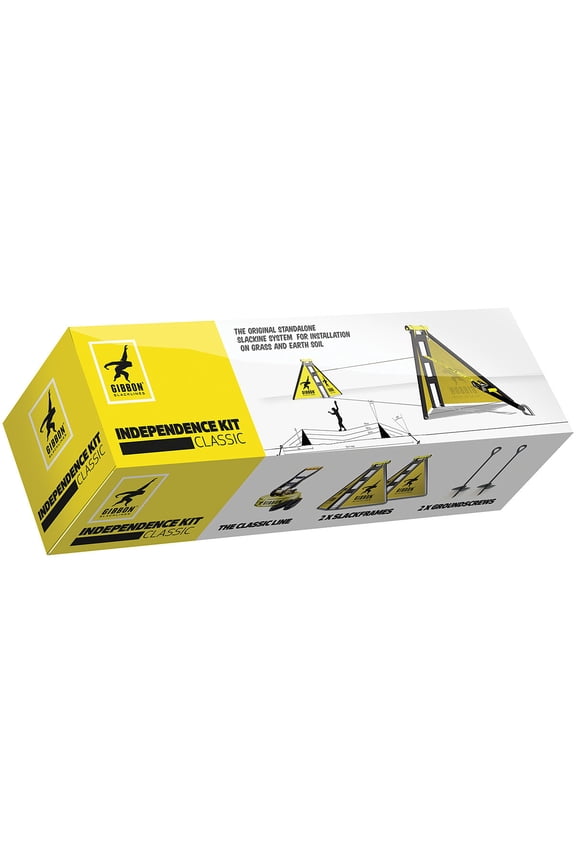Independence Slackline Kit with ClassicLine, Slackline A Frame x2, Slackline Ground Screw - Slackline Without Trees, Adjustable Slack Line Set